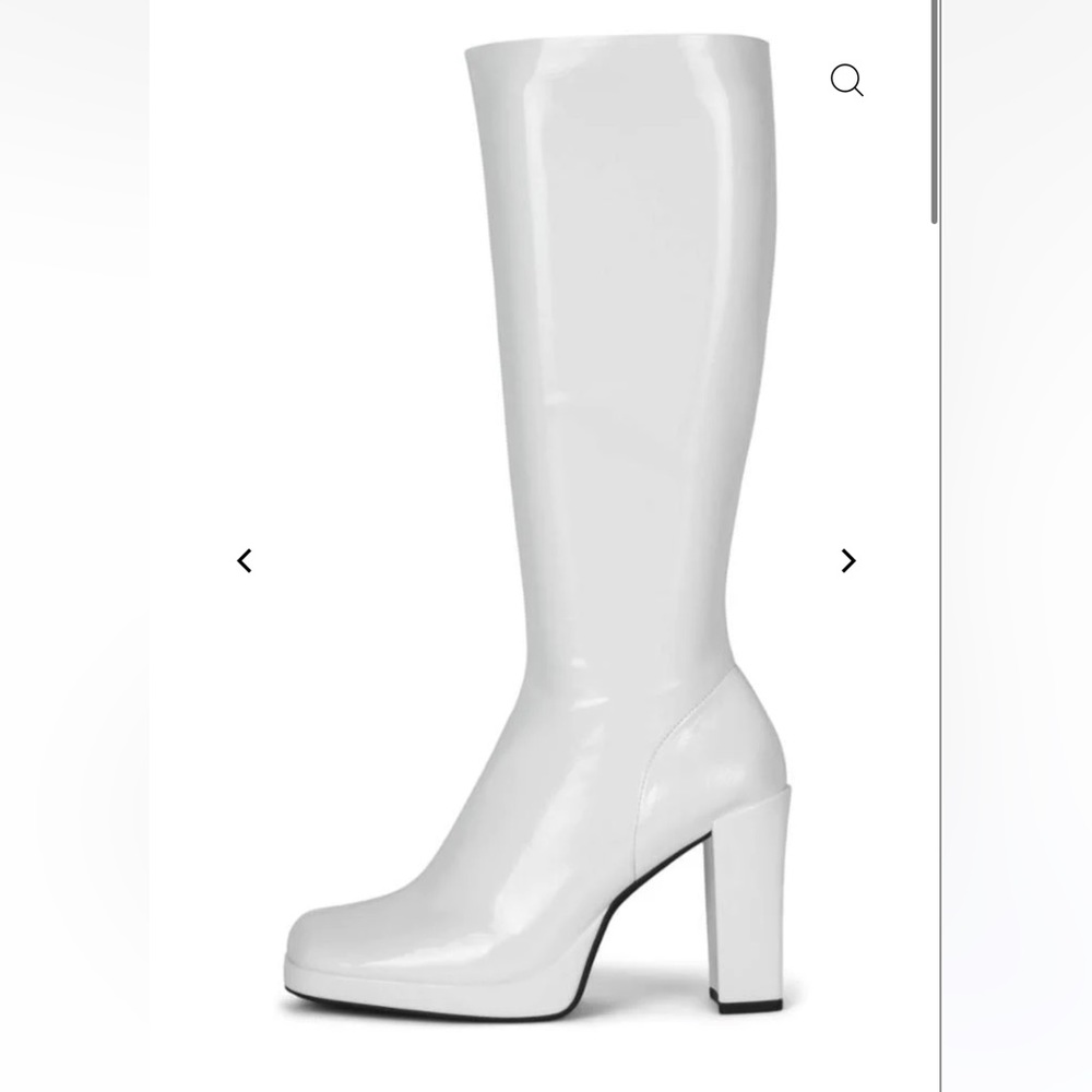 Jeffrey Campbell patent white tall boot